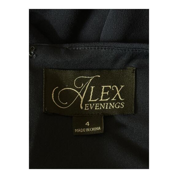 Alex Evenings Rhinestone Yoke Column Gown dress blue size 4 - Picture 5 of 6